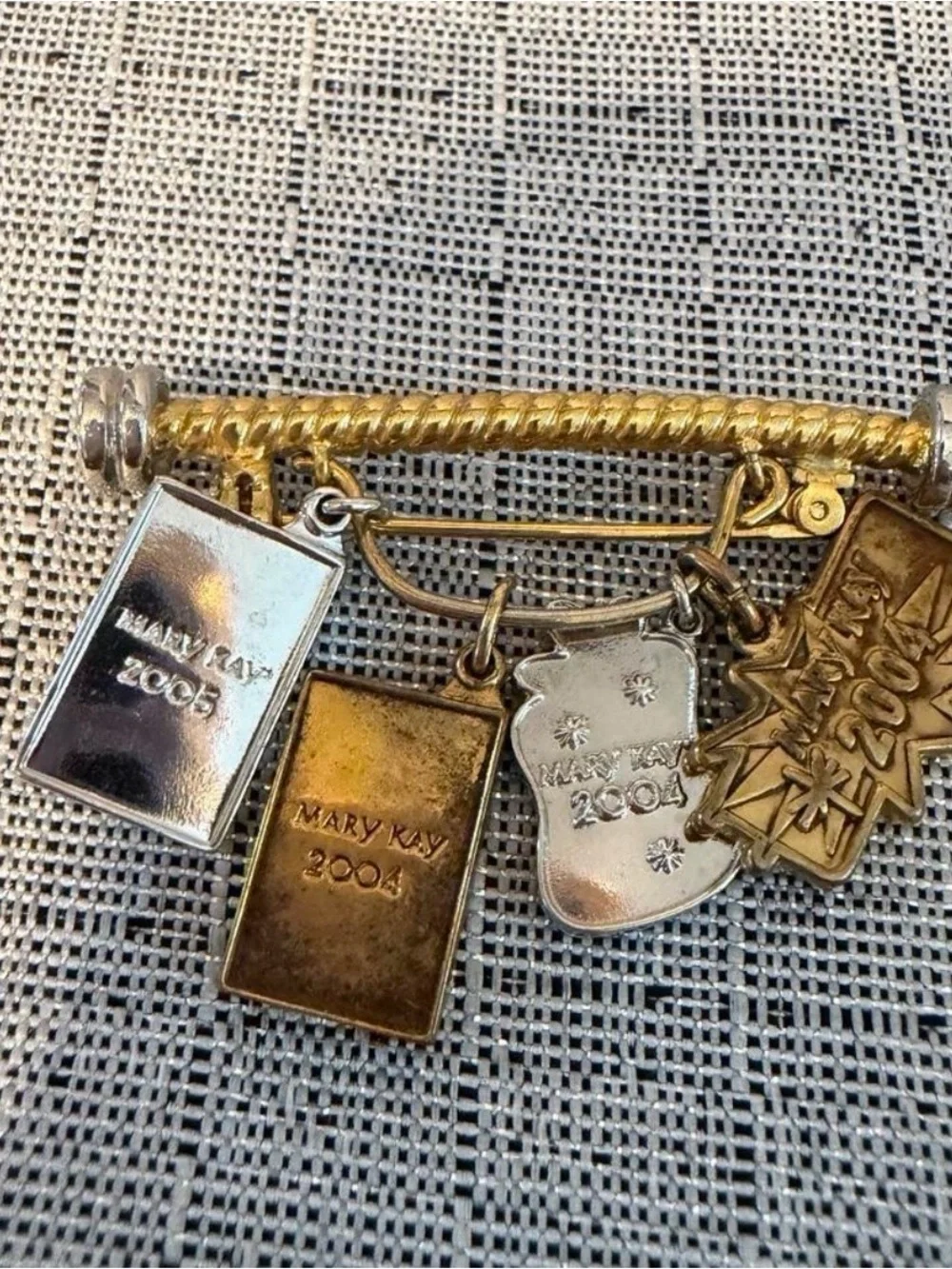 Vintage Mary Kay Inspirational Charm Bar Pin  Make Miracles Happen